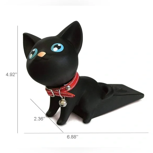 Black Cat Figurine with Red Collar door stopper - Picture 6 of 6